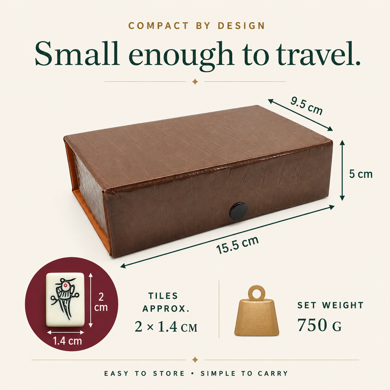 The Club Set closed case with compact dimensions shown in an illustration